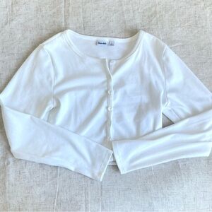 Aritzia White Long Sleeve Button-Up Cardigan